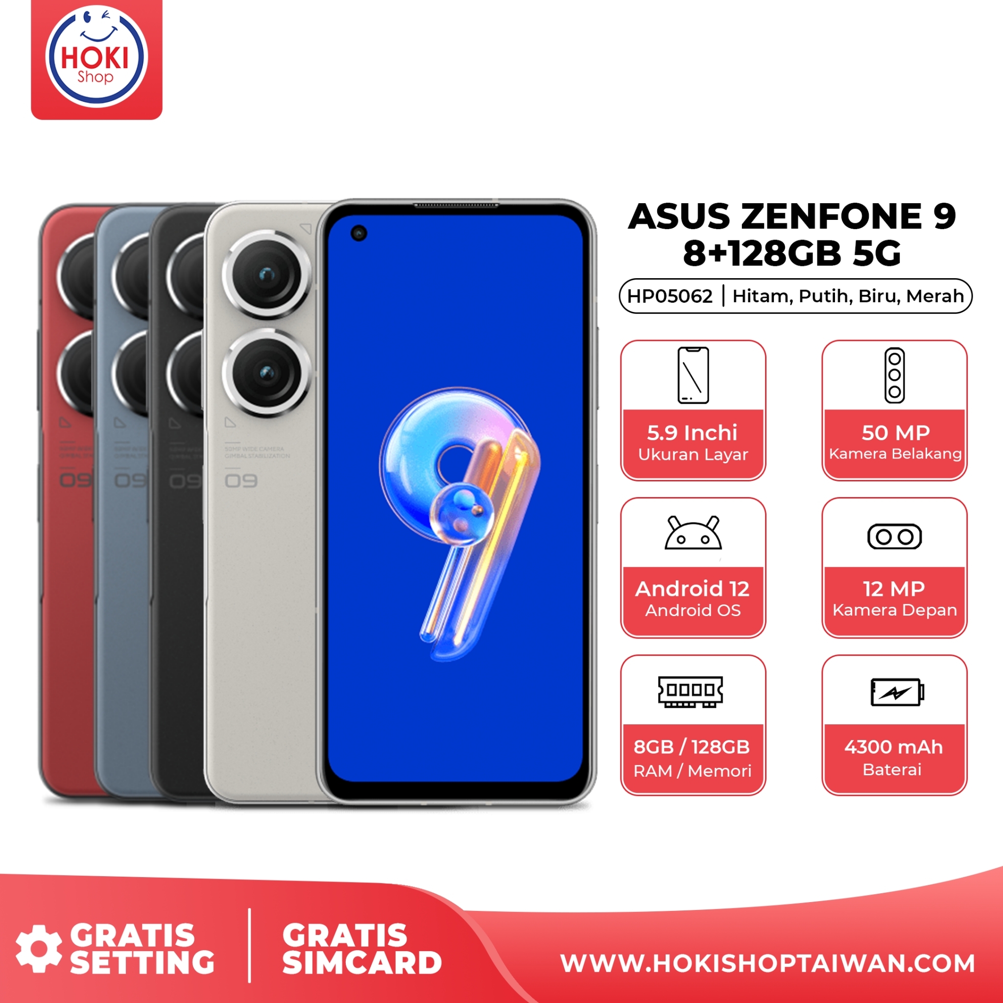 ASUS ZENFONE 9 8+128GB 5G (HP05062) - HOKI Shop